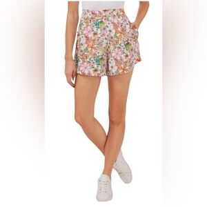 CeCe High Waist Floral Print Shorts